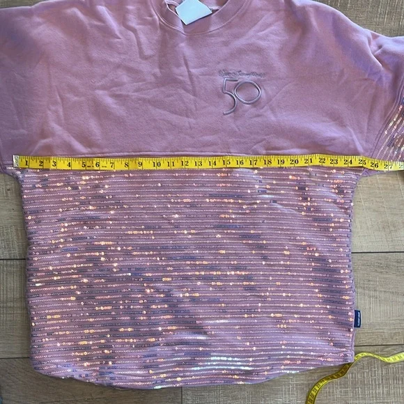 Walt Disney World 50th spirit jersey lilac sequin sweatshirt limited and rare - Picture 9 of 12